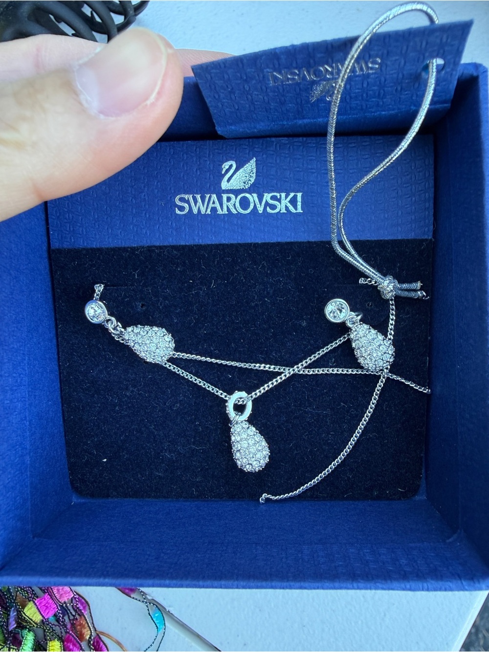 Swarovski Silver Crystal Teardrop Necklace and Earring
